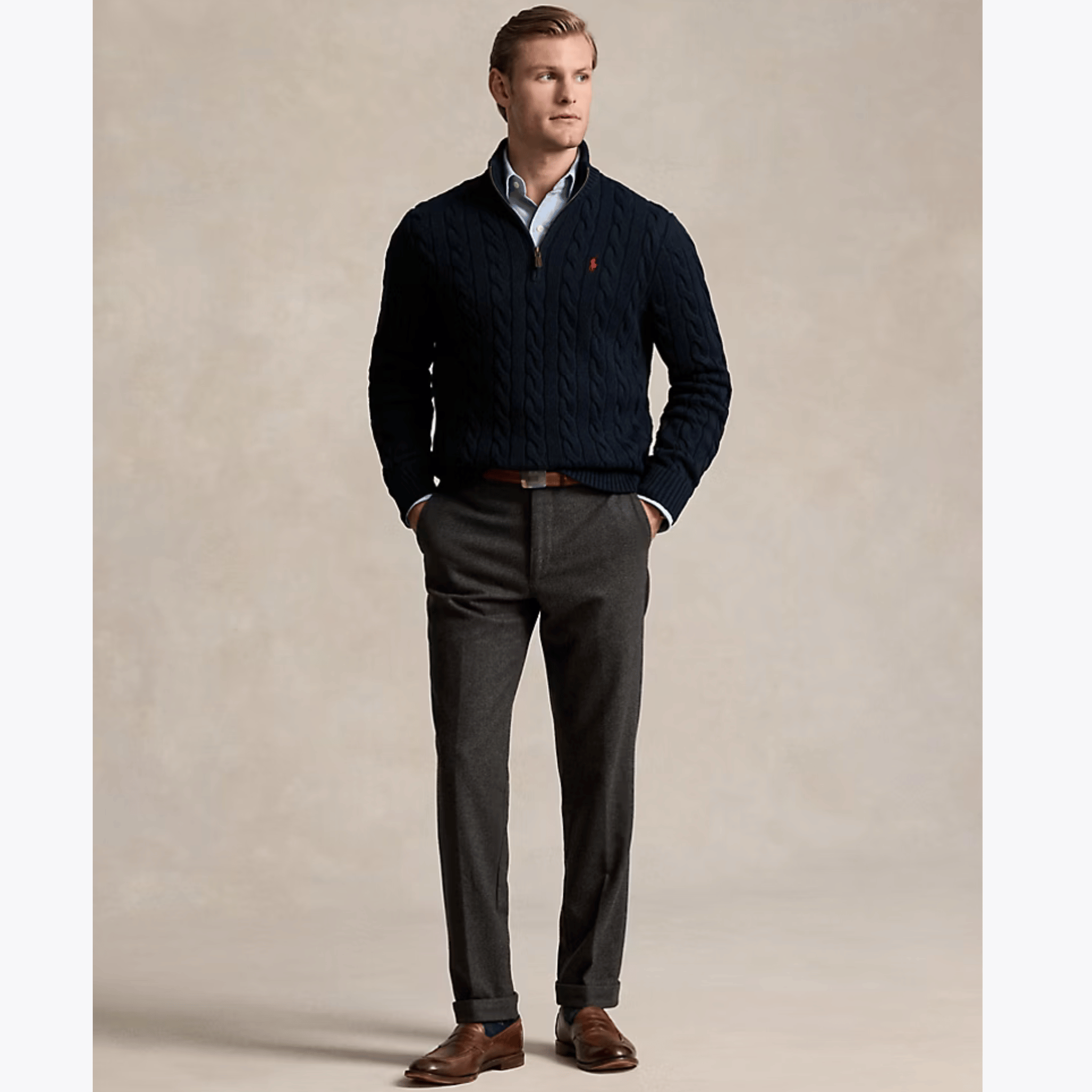 RL Harbour Cable-Knit Half-Zip