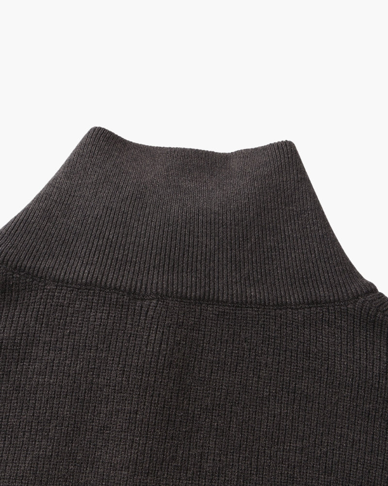 Eleganter Halb-Reißverschluss Strickpullover