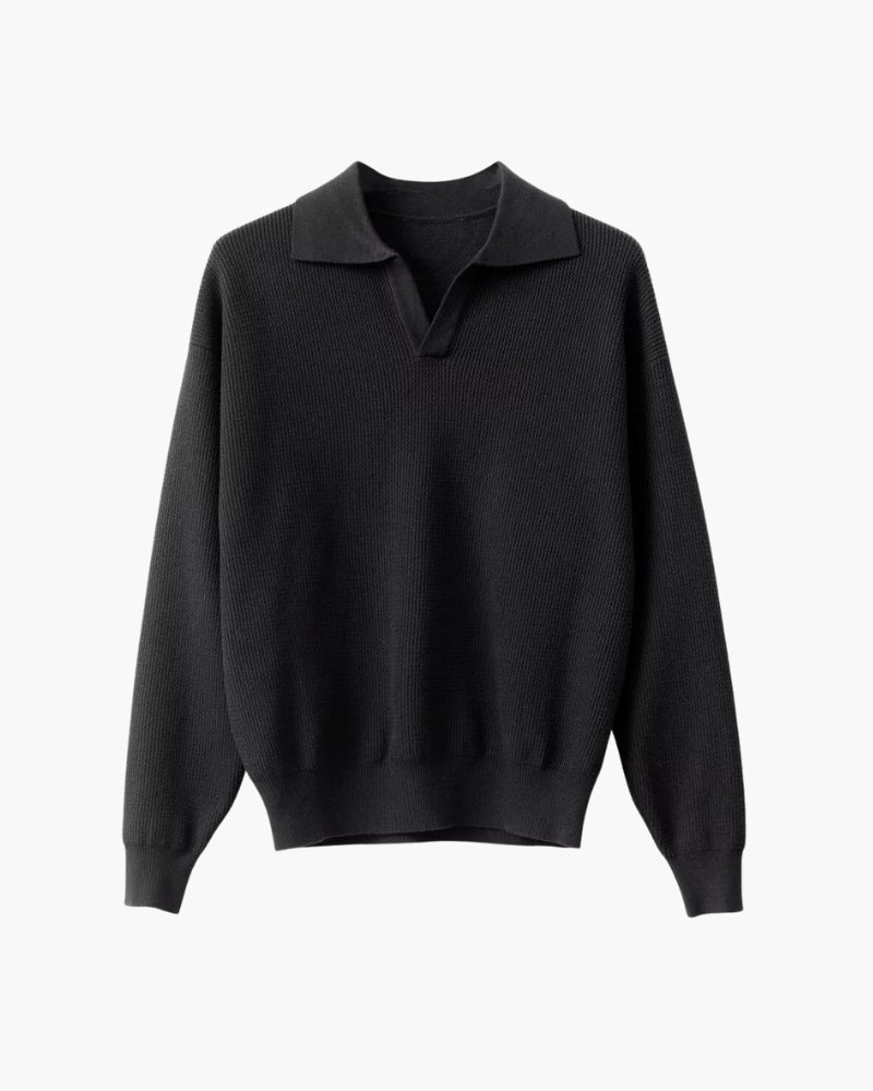 Strukturierter Strick-Polopullover