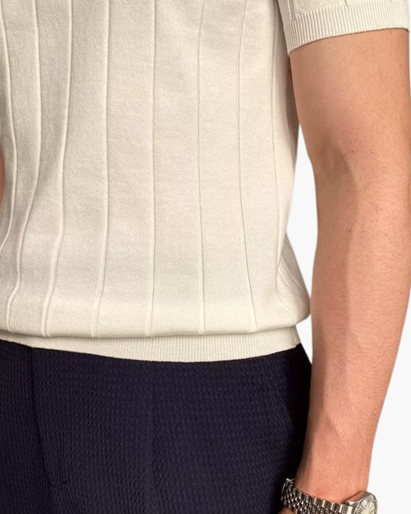 Cannes Geripptes Baumwoll-Poloshirt