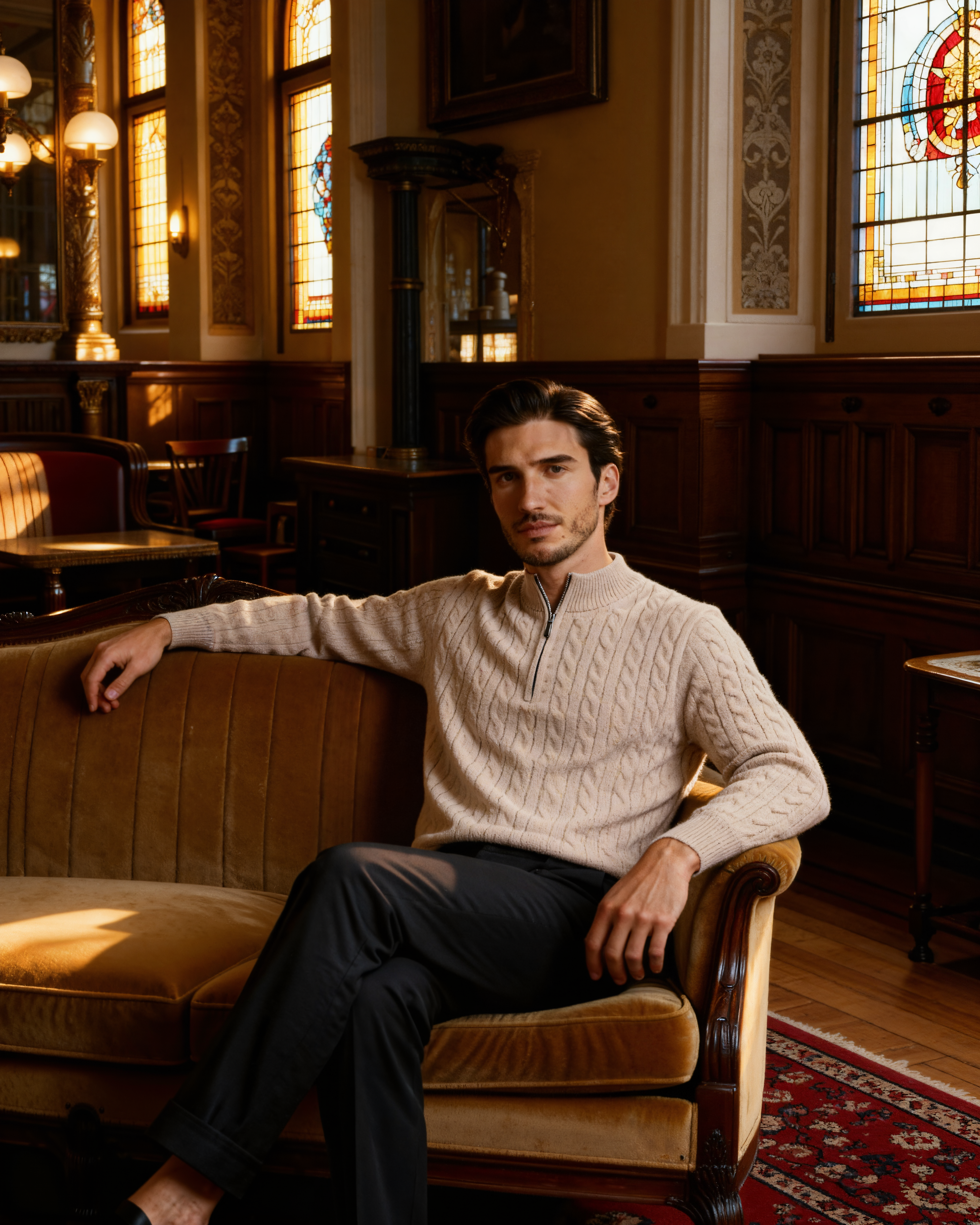 100% Kaschmir Gewebter Half-Zip